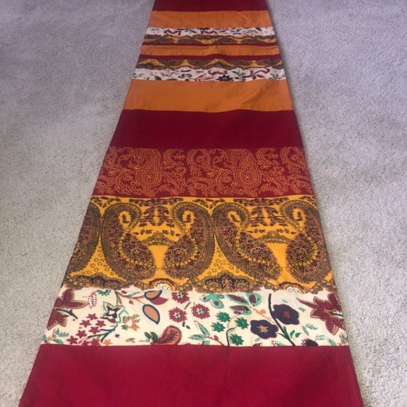 PIER 1 IMPORTS Multi-Color‎ Paisley Stripes TABLE RUNNER 72” x 13” Fall winter - Picture 14 of 14